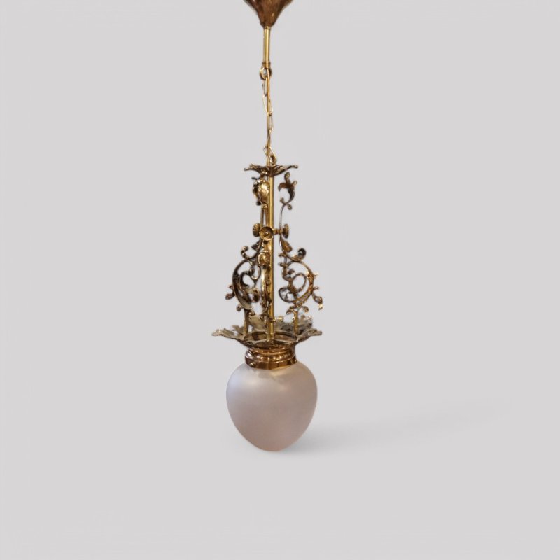 Edwardian brass hall lantern